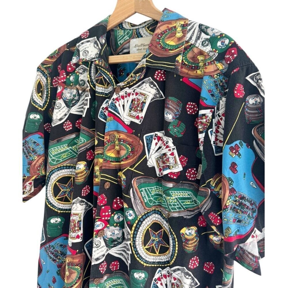 Vintage Bullhead Island Series Men's Sz XL Casino Vegas Poker Camp Shirt - Picture 3 of 15